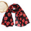Miniatyrbilde 9 av 10: Poppy Print skjerf Poppy Floral sjal SVART Black