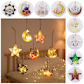 Miniatyrbillede 5 af 5: Eid Mubarak LED-lys Star Moon Ramadan dekoration