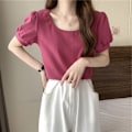 Pikkukuva 4 / 10: Slim Fit Lyhythihainen Puff Sleeve T-paita PUNAINEN L red L