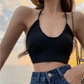 Miniatyrbilde 3 av 10: Halter Top Crop Top GRÅ M Grey M