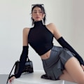 Miniatyrbillede 10 af 10: Turtleneck Suspender Crop Top SORT M black M