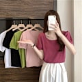 Pikkukuva 7 / 10: Slim Fit Lyhythihainen Puff Sleeve T-paita PUNAINEN L red L