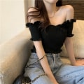 Miniatyrbilde 7 av 10: Short SleeveT-skjorter Tube Top SVART STRIPE SVART STRIPE Black Stripe