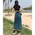 Pikkukuva 9 / 10: Split Denim -hame A-linjainen hame MUSTA XL Black XL