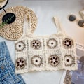 Miniatyrbilde 4 av 10: Bohemian Knitted Hollow Suspender Ermeløs Topp APRIKOS Apricot