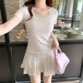 Miniatyrbilde 1 av 10: Kortermet T-skjorte for kvinner Blouse Edge Bluse HVIT S White S