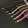 Miniatyrbillede 6 af 10: Håndtaske Metal Chain Læder Crossbody Taske Strap GULD&SORT gold&black