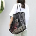Miniatyrbillede 1 af 10: Gennemsigtig Mesh Taske Strandtaske SORT STYLE1 STYLE1 black style1-style1