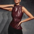 Miniatyrbild 8 av 10: Mode Asymmetrisk Top Läder Ruched Väst SVART XL Black XL