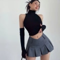 Miniatyrbilde 5 av 10: Turtleneck Suspender Crop Top WINE RED L wine red L