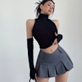 Miniatyrbillede 5 af 10: Turtleneck Suspender Crop Top SORT L black L