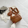 Miniatyrbilde 1 av 10: Mini vattert Crossbody-veske Uformell skulderveske BRUN brown