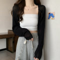 Miniatyrbilde 9 av 10: Strikket cardigan issilkesjal SVART Black
