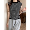 Miniatyrbilde 1 av 10: Stripete strikkevest Ermeløs Tank Top SORT STRIPET SORT Black Striped