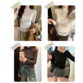Miniatyrbilde 9 av 10: Stativ krage bluse slankeskjorte KAFFE XL Coffee XL