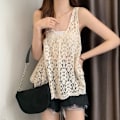 Miniatyrbilde 4 av 10: Ermeløs Tank Top Strikket Camisole Topp APRIKOS apricot