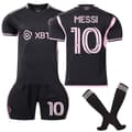 Inter Miami CF Borta Fotbollströja med strumpor för barn nr 10 Messi 18