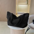 Miniatyrbillede 1 af 10: Blød Corduroy taske Dame Canvas Håndtaske SORT black