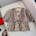 Miniatyrbild 3 av 9: Leopard Print Skjorta Kortärmade Toppar LEOPARD PRINT XL Leopard Print XL
