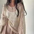 Miniatyrbillede 7 af 10: Hollow Out Bluser Strik Toppe APRIKOS Apricot