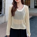 Miniatyrbilde 1 av 10: Hollow Out Bluser Strikk Topper APRIKOS Apricot