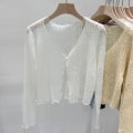 Miniatyrbilde 6 av 7: Hollow Out Bluser Strikk Topper APRIKOS Apricot