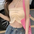 Miniatyrbillede 10 af 10: Strikkede Crop Tops Kvinder Kort Top PINK pink