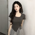 Miniatyrbild 6 av 10: High Waist Dragstring Design Top Irregular Bluuse XL XL
