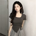 Miniatyrbillede 6 af 10: Højtaljet snøre Design Top Irregular Bluse XL XL