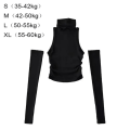 Miniatyrbilde 2 av 10: Turtleneck Suspender Crop Top SVART S black S