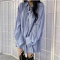 Miniatyrbillede 1 af 10: Damebluse Chiffonbluse BLÅ M Blue M