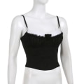 Miniatyrbillede 3 af 10: Dame top sløjfe stropløs camisole SORT L Black L