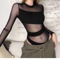 Miniatyrbillede 8 af 10: Gennemsigtig Mesh Top Cut-out Base Onesie S S