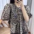 Miniatyrbild 7 av 9: Leopard Print Skjorta Kortärmade Toppar LEOPARD PRINT XL Leopard Print XL