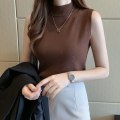 Pikkukuva 1 / 8: Half High Collar Bottom paita Hihaton neulottu Top COFFEE Coffee
