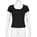 Miniatyrbillede 9 af 10: Kortærmede Crop Tops SORT M Black M