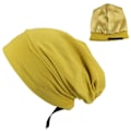 Miniatyrbillede 6 af 10: Blødt stretch satin motorhjelm foret sovebeanie hat SORT black