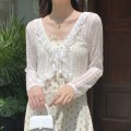 Miniatyrbillede 1 af 10: Kort cardigan chiffonskjorte HVID S White S