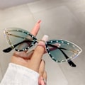 Miniatyrbillede 1 af 10: Cat Eye solbriller uden indfatning GRADIENT GREEN GRADIENT GREEN Gradient Green