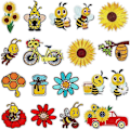 Miniatyrbillede 1 af 9: Broderede strygelapper Solsikke Daisy Patch Sy på