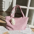 Miniatyrbillede 4 af 10: Blød Corduroy taske Dame Canvas Håndtaske SORT black