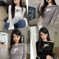 Miniatyrbillede 5 af 10: Langærmet T-shirt Vintage Hottie Cropped Toppe WHITE M White M