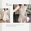 Pikkukuva 7 / 10: Naisten lyhythihainen T-paita Lace Edge Pusero WHITE M White M