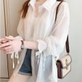 Miniatyrbillede 3 af 10: Damebluse Chiffonbluse BLÅ M Blue M
