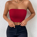 Miniatyrbillede 1 af 10: Off Shoulder Crop Tube Top Basic Breast Wrap RED S red S