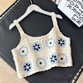 Miniatyrbilde 9 av 10: Bohemian Knitted Hollow Suspender Ermeløs Topp APRIKOS Apricot
