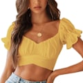 Pikkukuva 1 / 8: Lyhythihaiset Crop Topit KELTAINEN L Yellow L