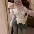 Miniatyrbillede 2 af 10: Off Shoulder T-shirts Cropped Tops SORT M Black M