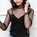 Miniatyrbillede 1 af 9: T-shirt toppe se gennem bluse 3 3 3