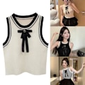 Miniatyrbillede 6 af 10: Kvinders ærmeløs camisole strikket ærmeløs top SORT black